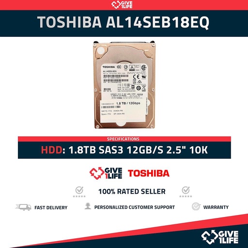[602] TOSHIBA AL14SEB18EQ HDD 1.8TB SAS3 12GB/S 2.5" 10K RPM -ESPECIAL PARA SERVIDORES