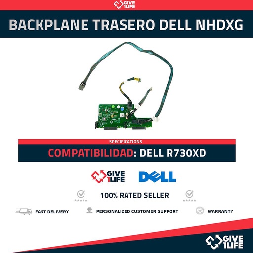 [617] DELL BACKPLANE TRASERO DE 2 BAHIAS PARA R730XD SFF PN: NHDXG CON CABLES INCLUIDO