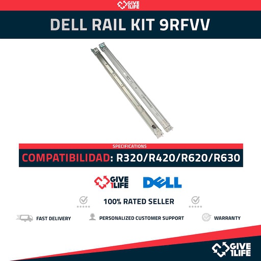 [621] DELL RAIL KIT 1U SLIDING PARA R320 /R420 /R430 /R620 /R630 /R640 PN:9RFVV/Y4DJC/RK1KT/MCTG4