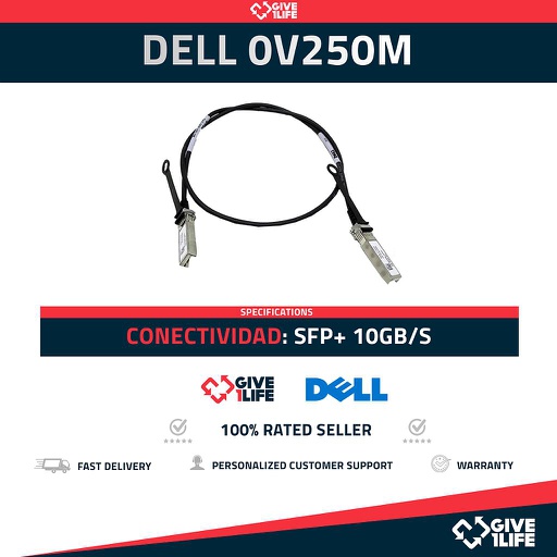[630] Cable DAC Twinax SFP+ 10GB/s DELL 0V250M, Longitud 1M
